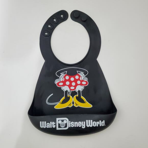 Mini Mouse Bib With Crumb Catcher Adjustable Silicon Walt Disney World - Picture 1 of 10